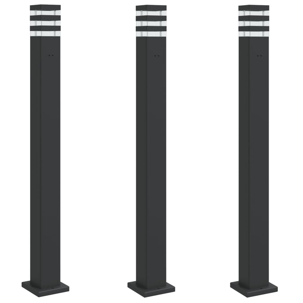 Lămpi Exterioare De Podea 3 Buc. Negru Aluminiu 110 Cm