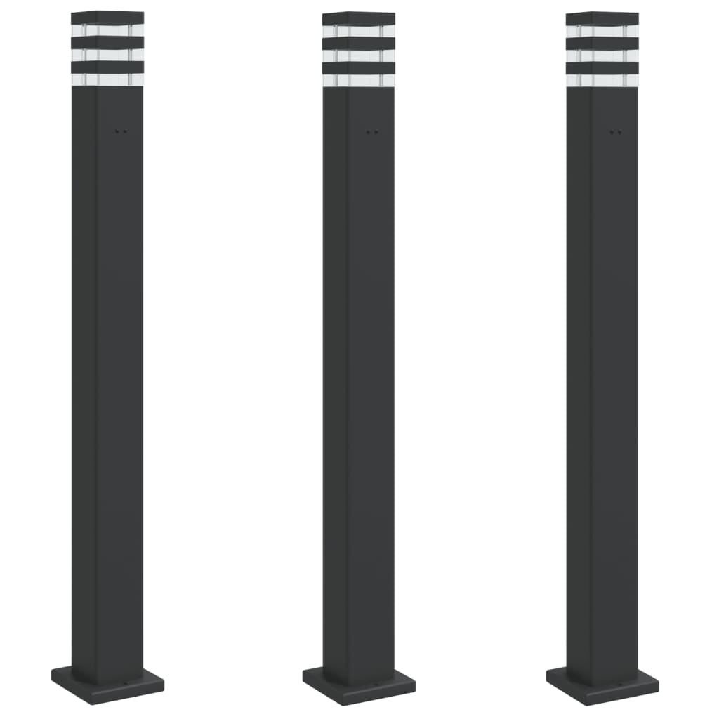 Lămpi Exterioare De Podea 3 Buc. Negru Aluminiu 110 Cm