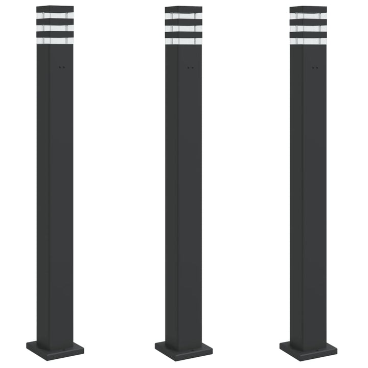 Lămpi Exterioare De Podea 3 Buc. Negru Aluminiu 110 Cm