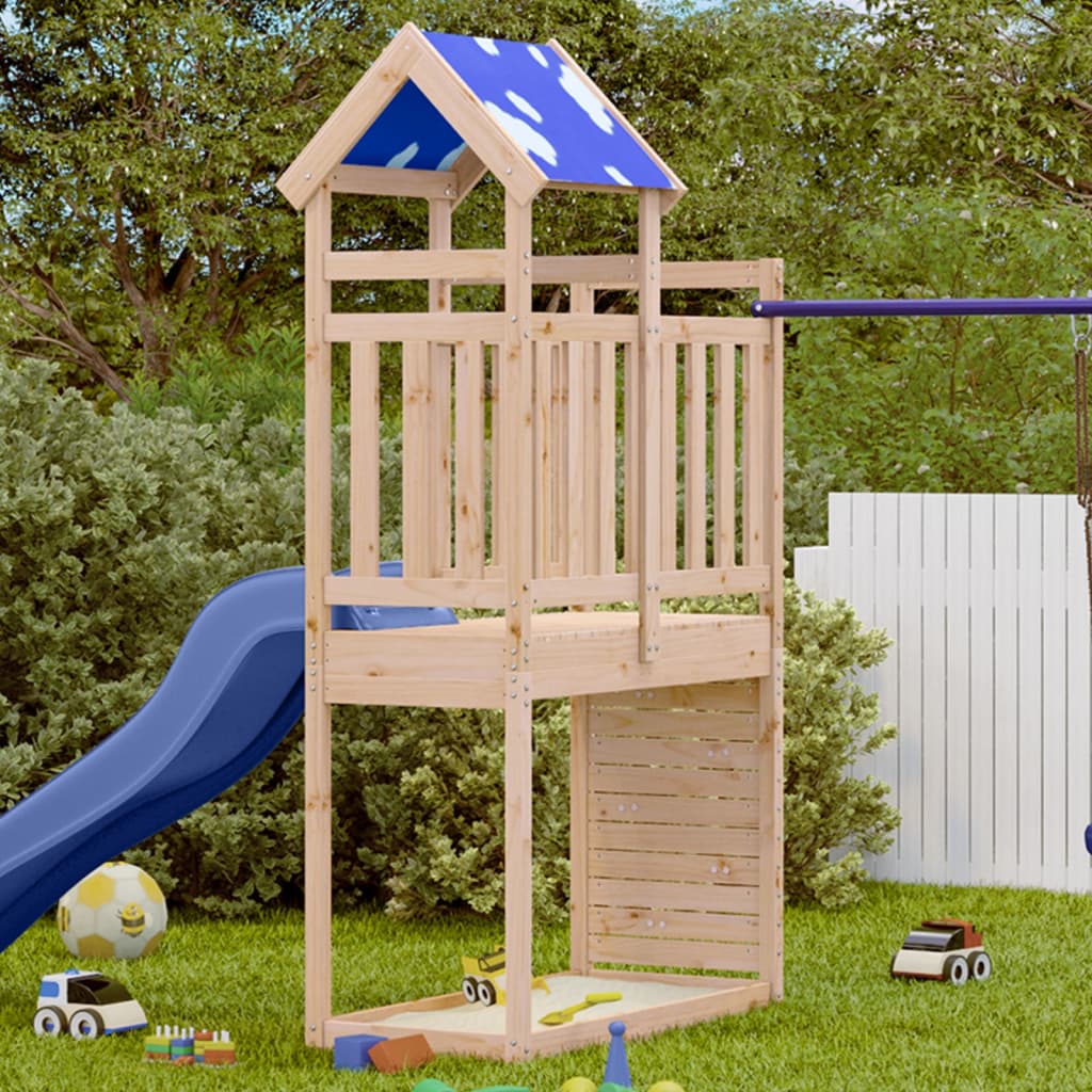 Turn Joacă Cu Perete Cățărare 110,5X52,5X215 Cm Lemn Pin Tratat