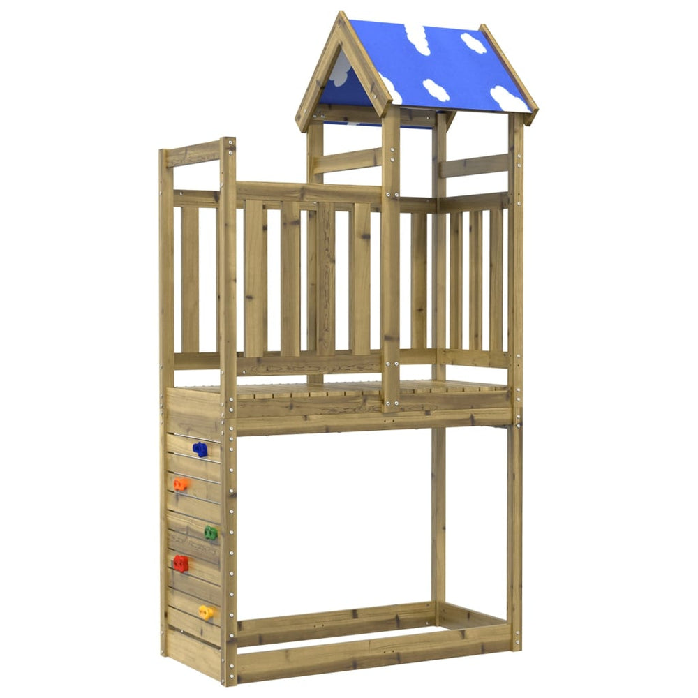 Turn Joacă Cu Perete Cățărare 110,5X52,5X215 Cm Lemn Pin Tratat