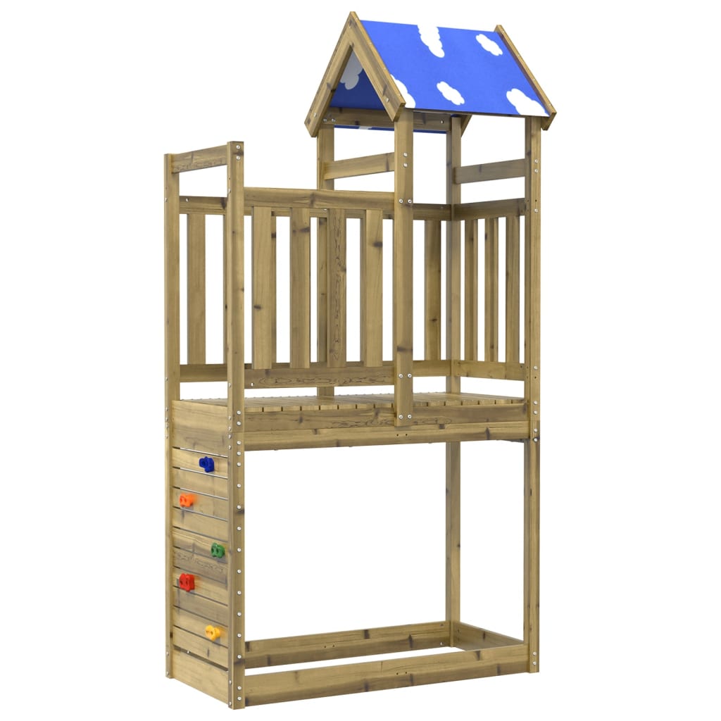 Turn Joacă Cu Perete Cățărare 110,5X52,5X215 Cm Lemn Pin Tratat