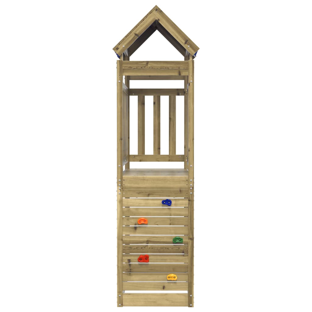 Turn Joacă Cu Perete Cățărare 110,5X52,5X215 Cm Lemn Pin Tratat