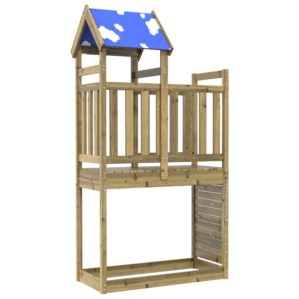 Turn Joacă Cu Perete Cățărare 110,5X52,5X215 Cm Lemn Pin Tratat