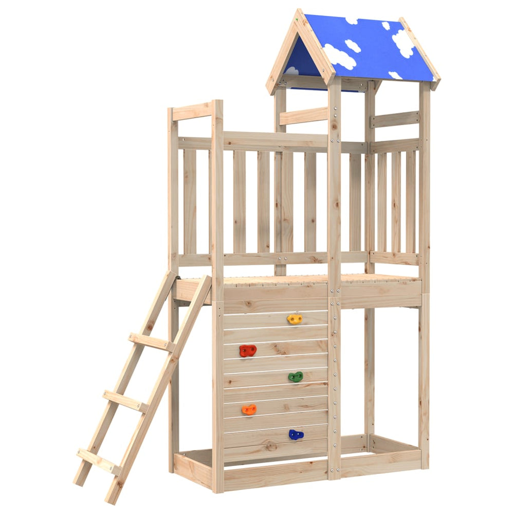 Turn Joacă Cu Perete Cățărare, 110,5X52,5X215 Cm Lemn Masiv Pin