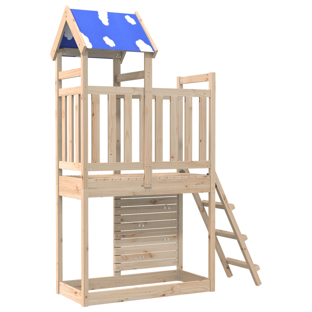 Turn Joacă Cu Perete Cățărare, 110,5X52,5X215 Cm Lemn Masiv Pin
