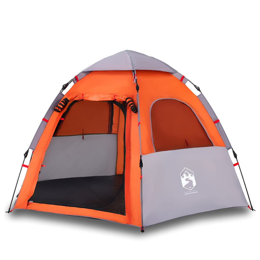 Cort Camping Cabană 4 Persoane Gri/Portocaliu Setare Rapidă