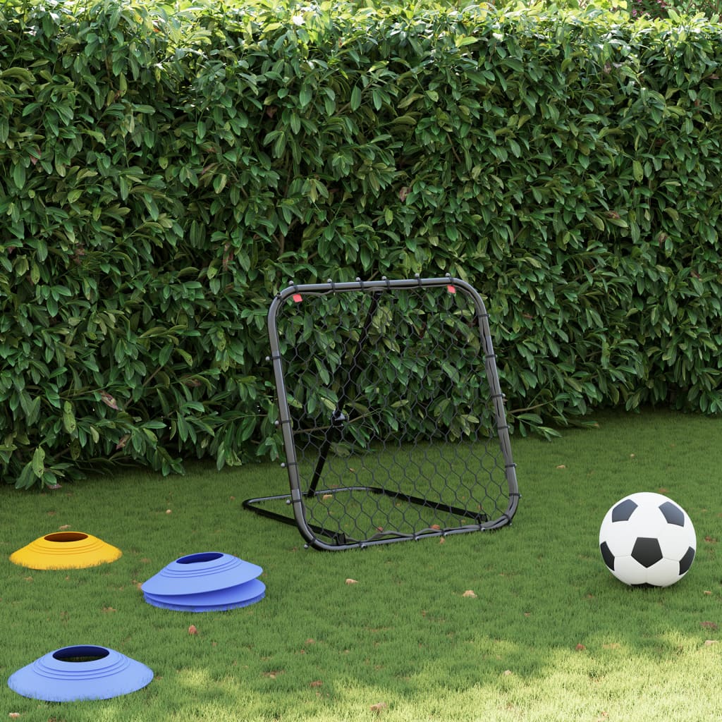 Plasă De Ricoșeu Fotbal, Reglabilă, Negru, 84X73X60-80 Cm, Oțel