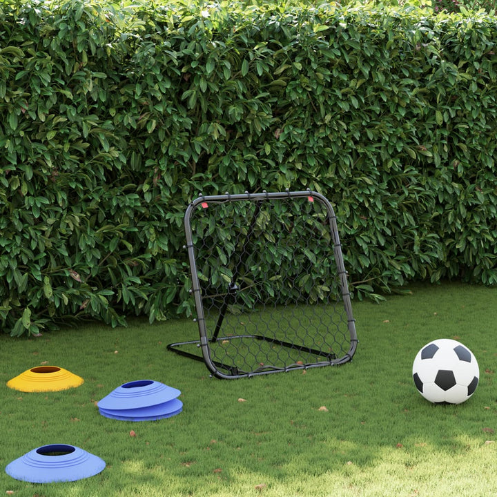 Plasă De Ricoșeu Fotbal, Reglabilă, Negru, 84X73X60-80 Cm, Oțel