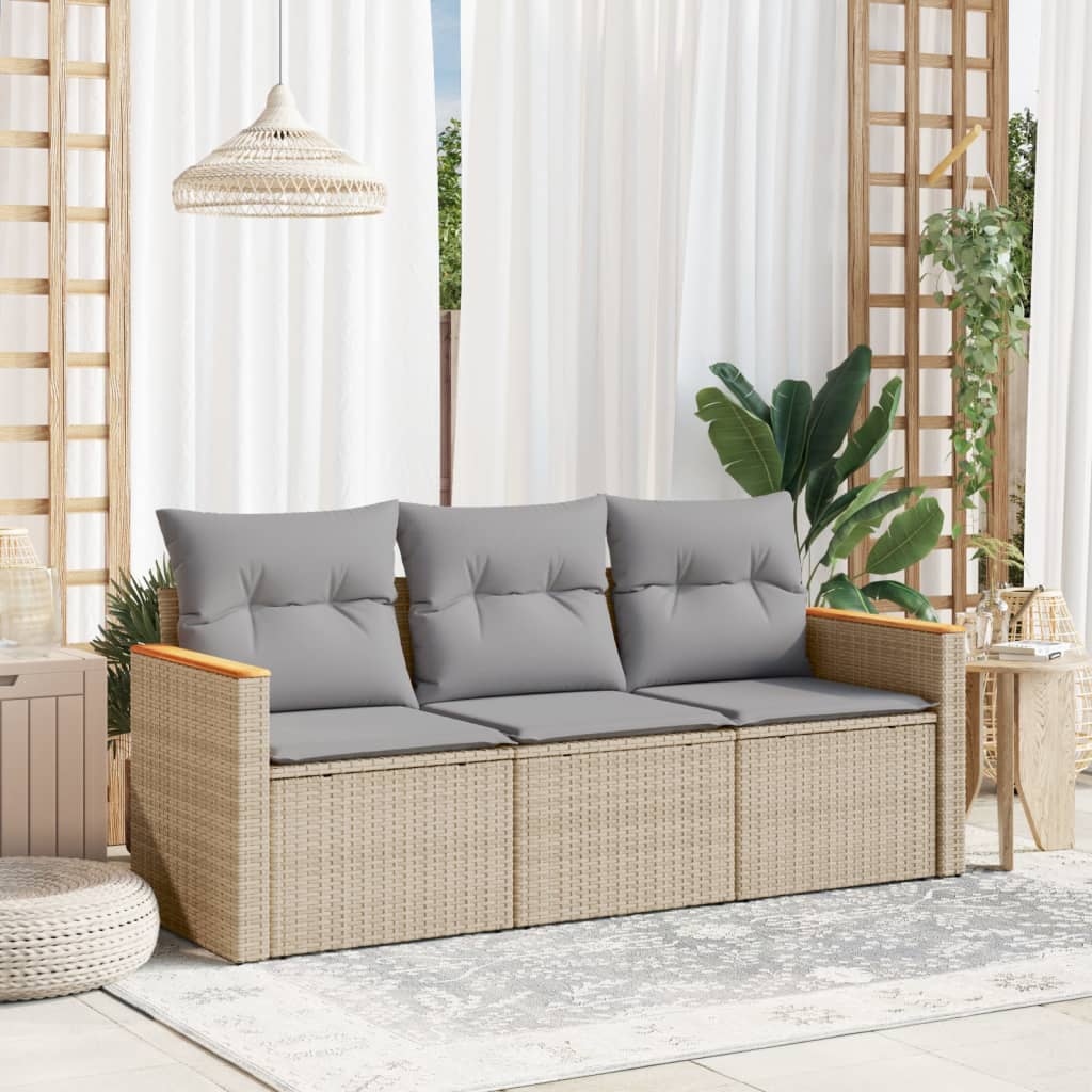 Set Mobilier De Grădină Cu Perne, 3 Piese, , Poliratan