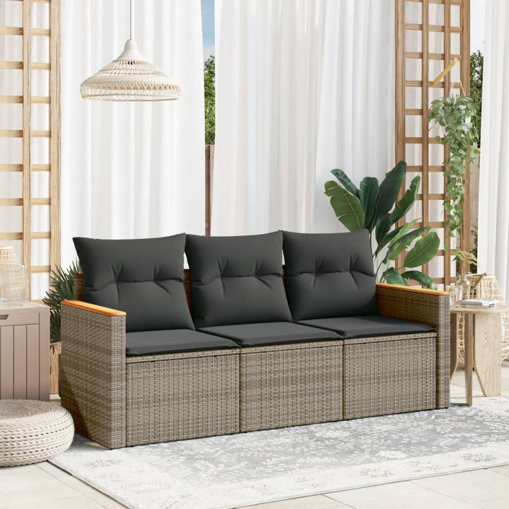 Set Mobilier De Grădină Cu Perne, 3 Piese, , Poliratan