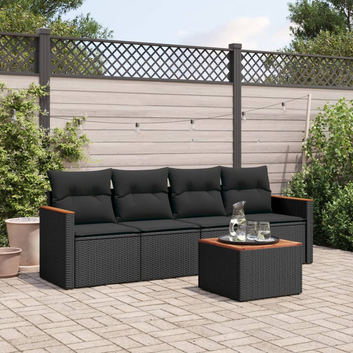Set Canapele De Grădină Cu Perne, 5 Piese, Bej, Poliratan