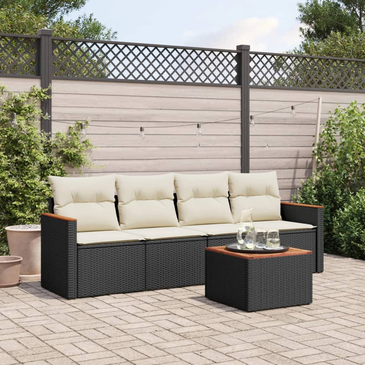 Set Canapele De Grădină Cu Perne, 5 Piese, Bej, Poliratan
