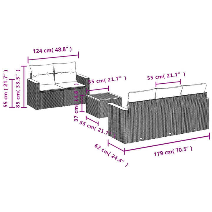 Set Mobilier Grădină Cu Perne, 6 Piese, , Poliratan
