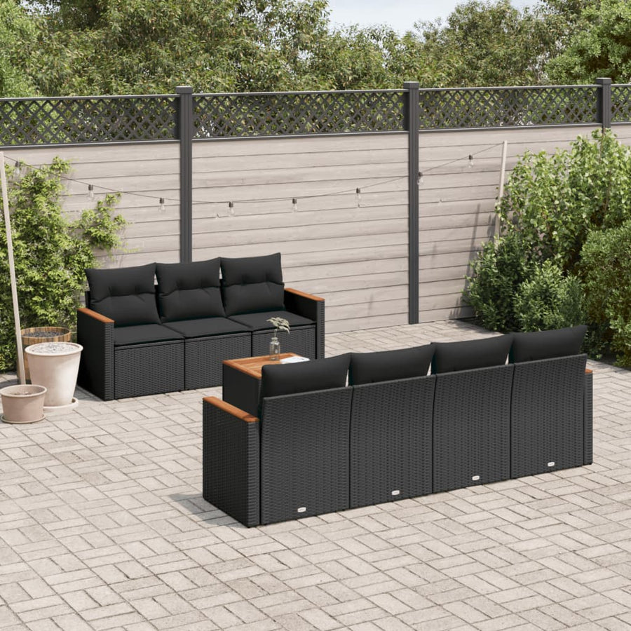 Set Mobilier De Grădină Cu Perne, 8 Piese, , Poliratan