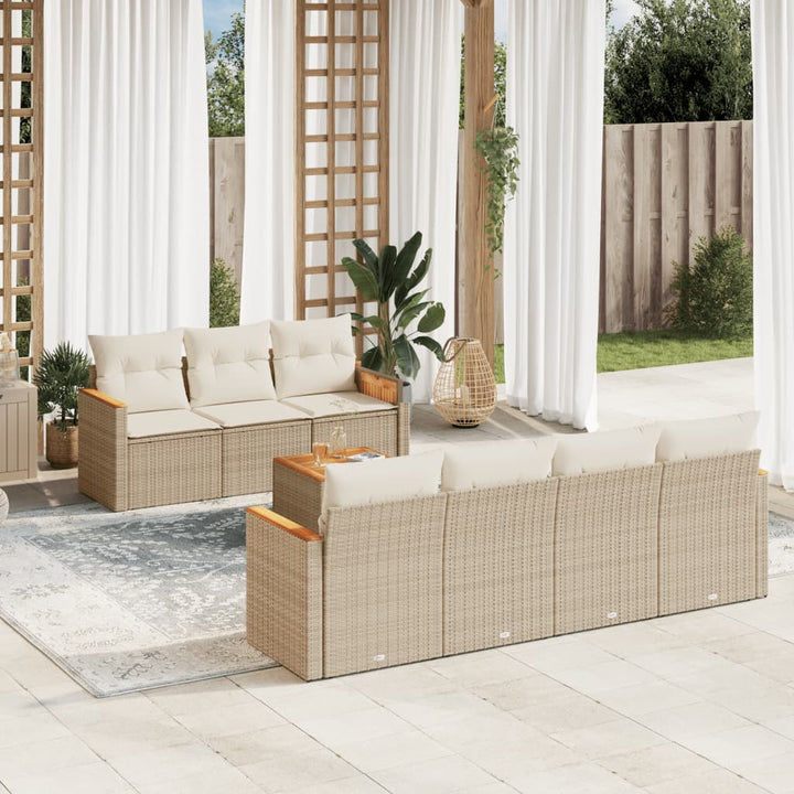 Set Mobilier De Grădină Cu Perne, 8 Piese, , Poliratan