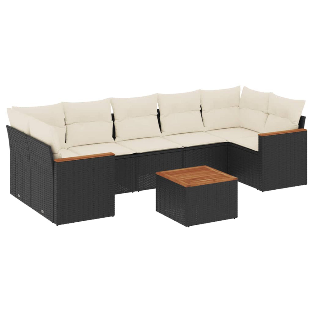 Set Mobilier De Grădină Cu Perne, 8 Piese, Negru, Poliratan