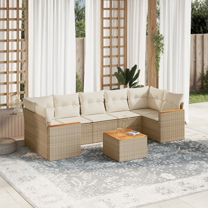 Set Mobilier De Grădină Cu Perne, 8 Piese, Negru, Poliratan