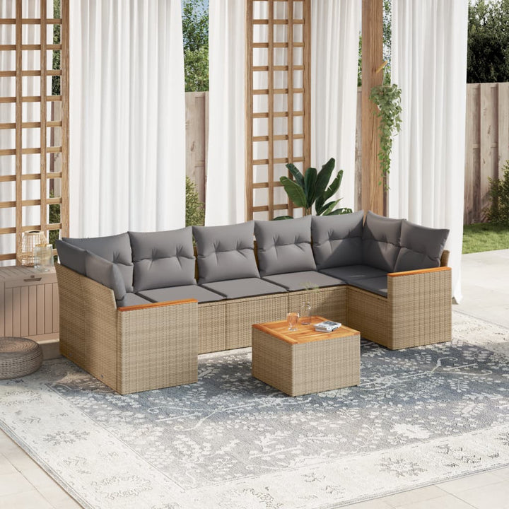 Set Mobilier De Grădină Cu Perne, 8 Piese, Negru, Poliratan