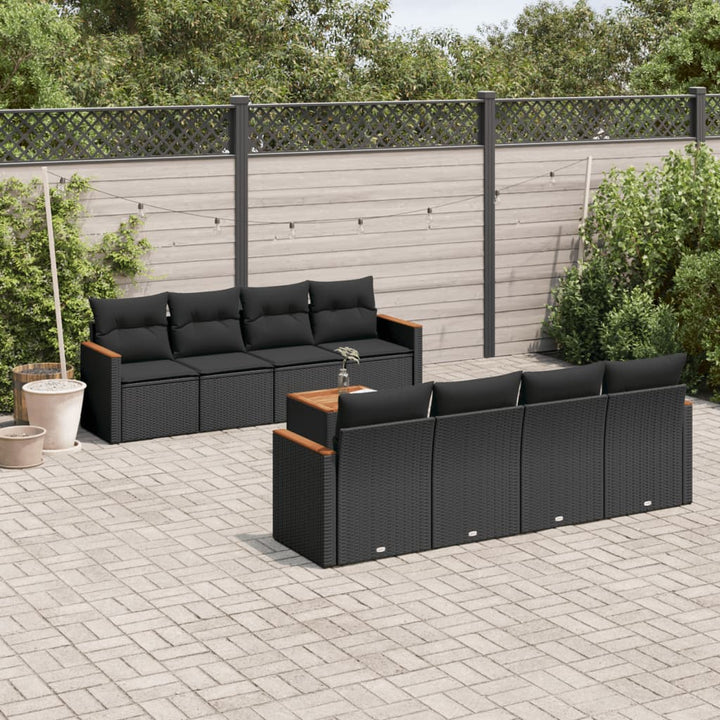 Set Canapele De Grădină, 9 Piese, Cu Perne, , Poliratan