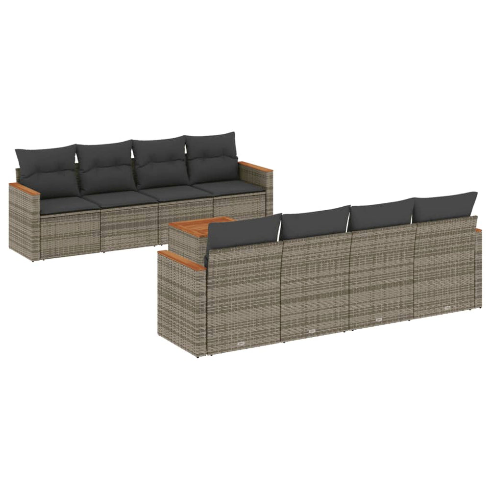 Set Canapele De Grădină, 9 Piese, Cu Perne, , Poliratan
