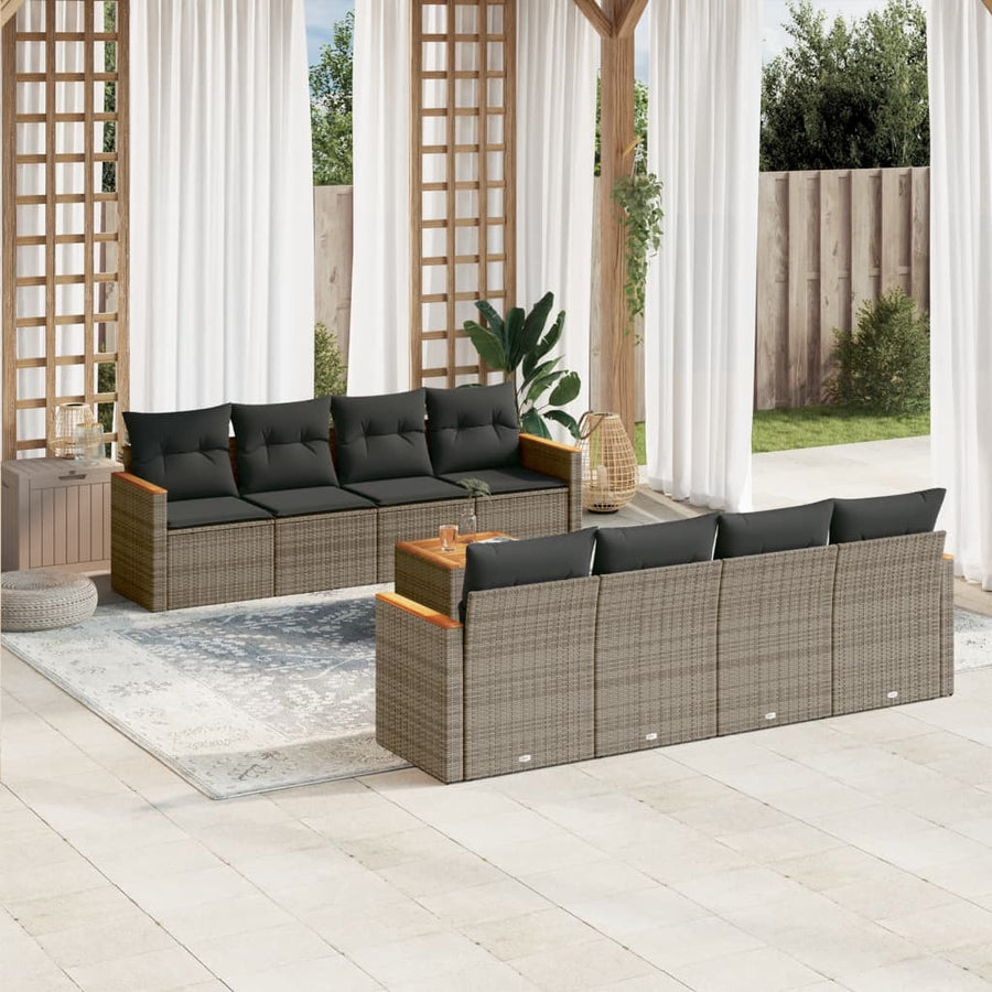 Set Canapele De Grădină, 9 Piese, Cu Perne, , Poliratan