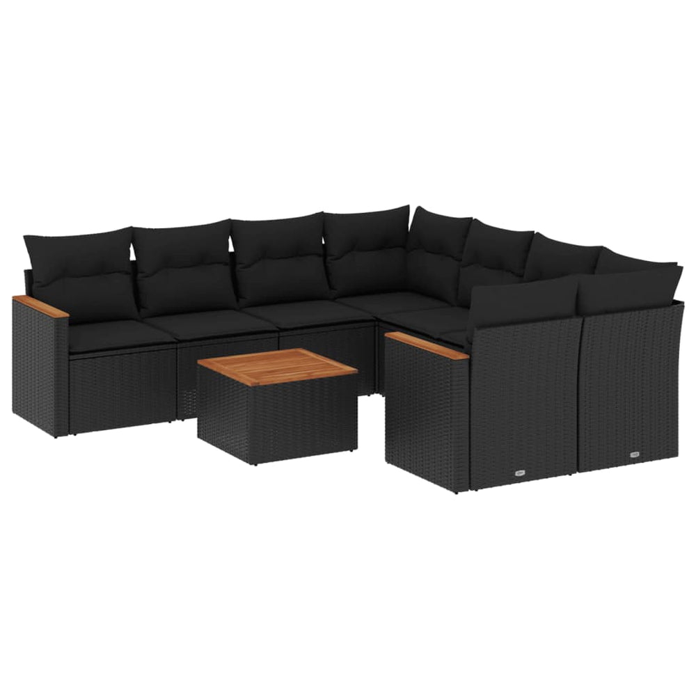Set Mobilier De Grădină Cu Perne, 9 Piese, , Poliratan