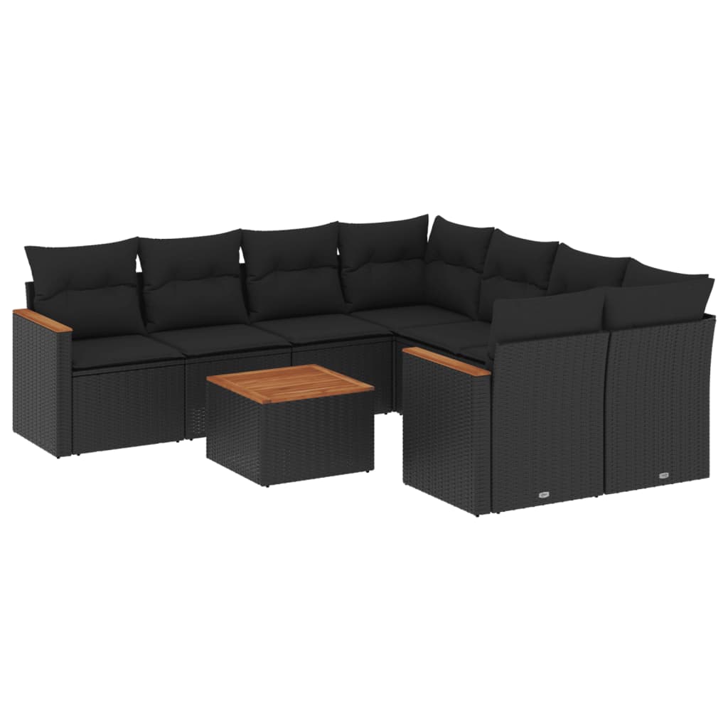 Set Mobilier De Grădină Cu Perne, 9 Piese, , Poliratan