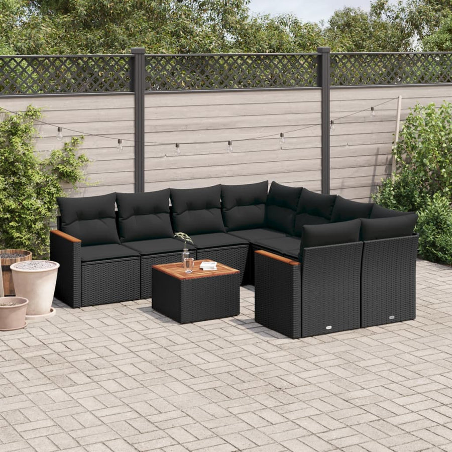 Set Mobilier De Grădină Cu Perne, 9 Piese, , Poliratan