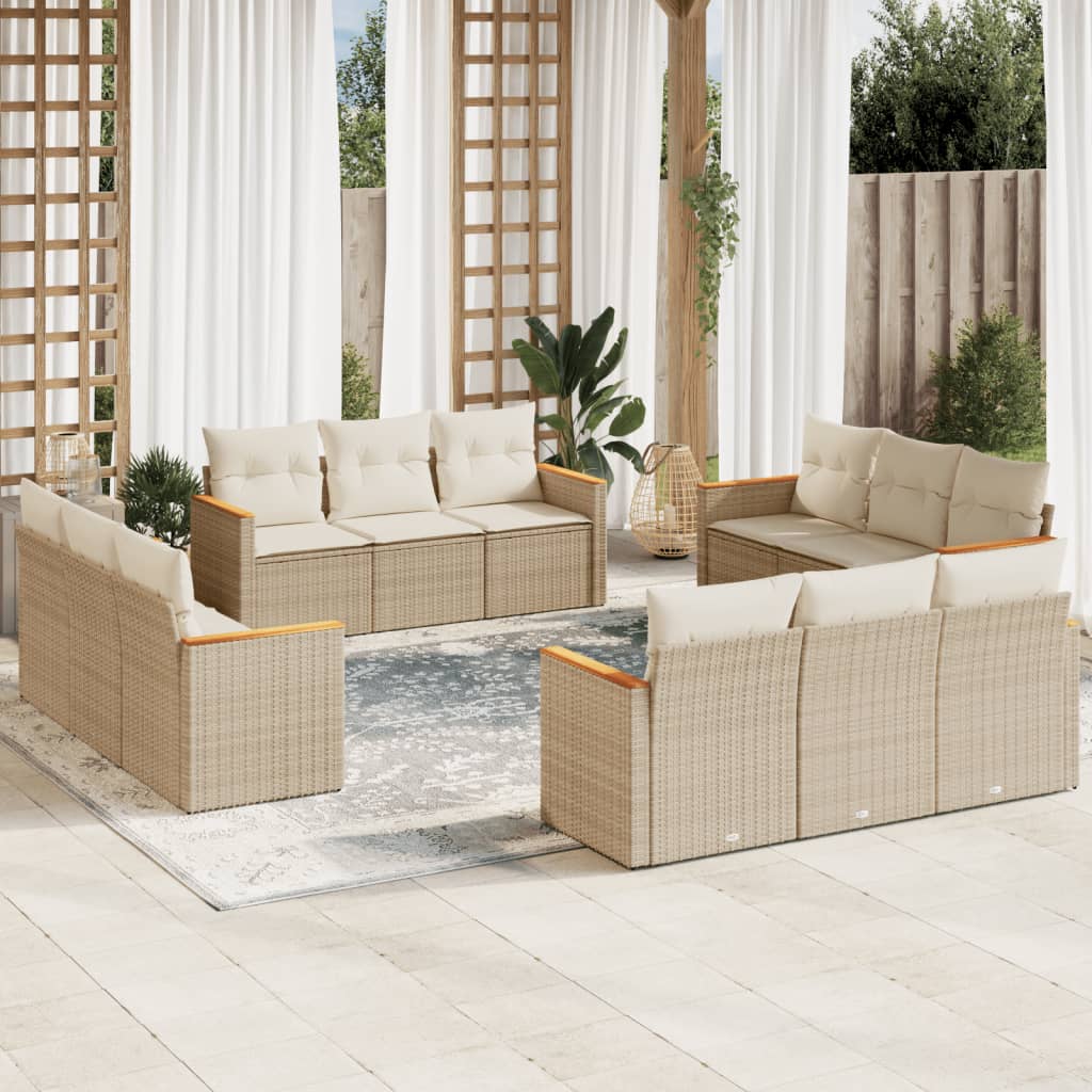 Set Mobilier De Grădină Cu Perne, 13 Piese, , Poliratan