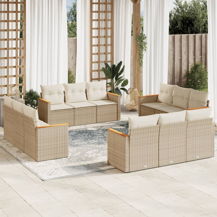 Set Mobilier De Grădină Cu Perne, 13 Piese, , Poliratan