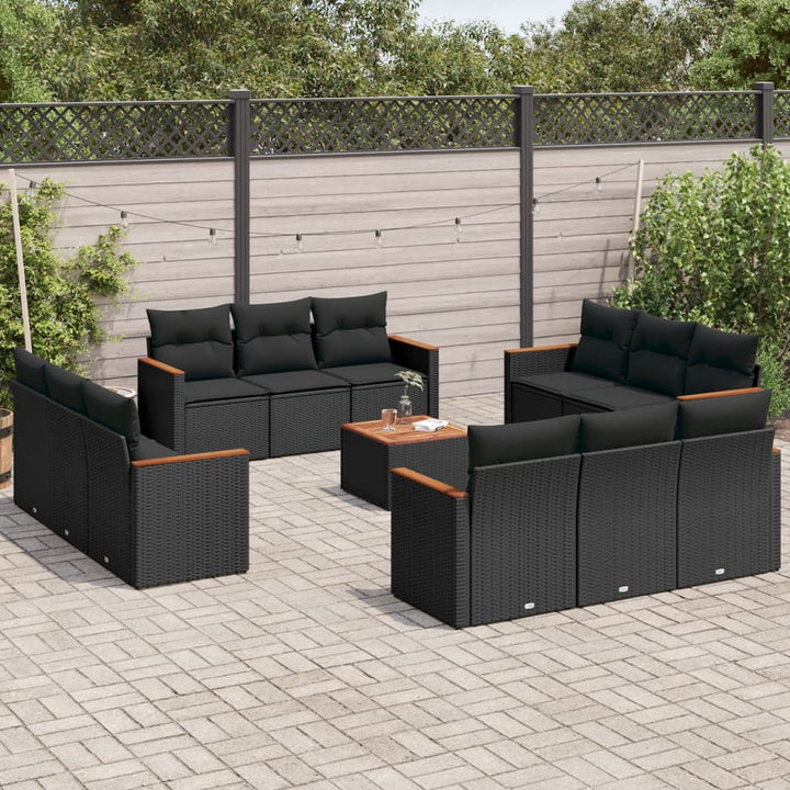 Set Mobilier De Grădină Cu Perne, 13 Piese, , Poliratan