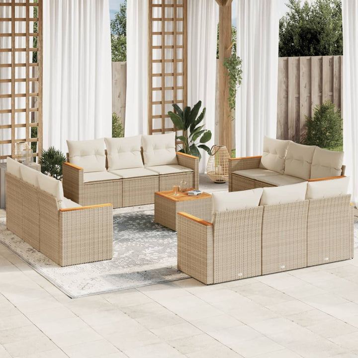 Set Mobilier De Grădină Cu Perne, 13 Piese, , Poliratan