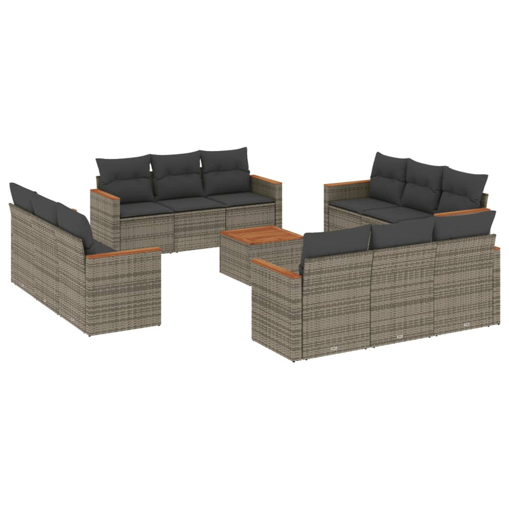Set Mobilier De Grădină Cu Perne, 13 Piese, , Poliratan