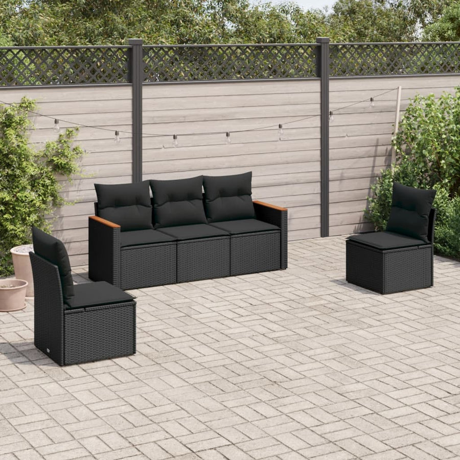 Set Mobilier De Grădină Cu Perne, 5 Piese, , Poliratan