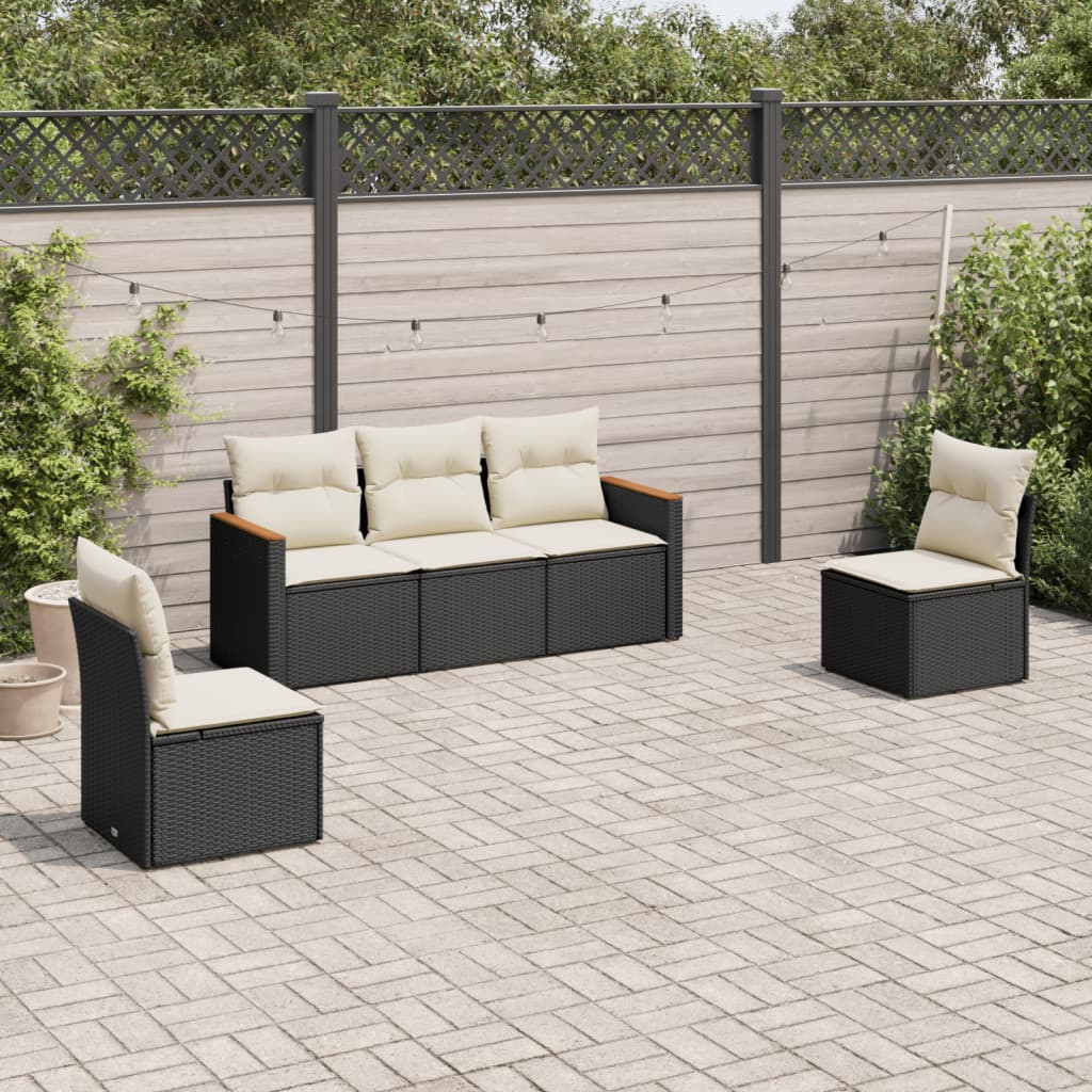Set Mobilier De Grădină Cu Perne, 5 Piese, , Poliratan