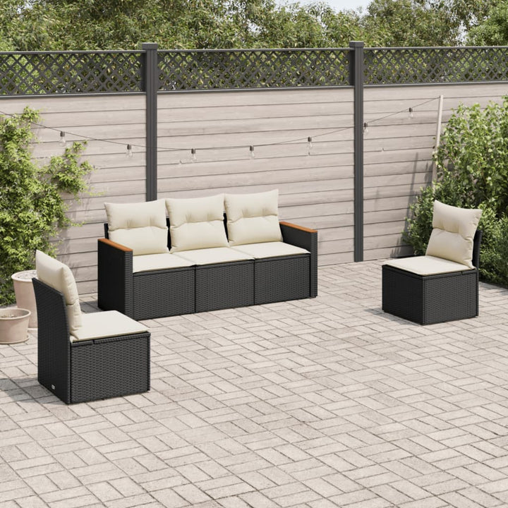 Set Mobilier De Grădină Cu Perne, 5 Piese, , Poliratan
