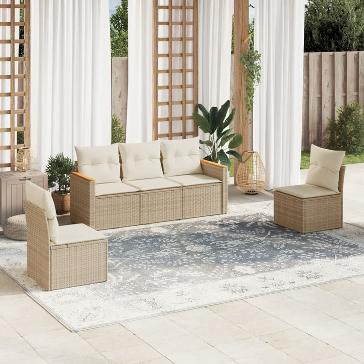 Set Mobilier De Grădină Cu Perne, 5 Piese, , Poliratan