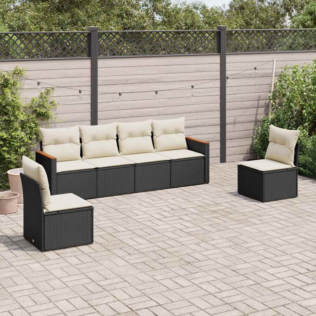 Set Canapele De Grădină Cu Perne, 6 Piese, Bej, Poliratan