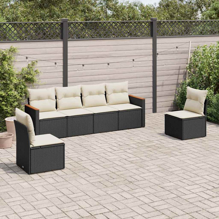 Set Canapele De Grădină Cu Perne, 6 Piese, Bej, Poliratan