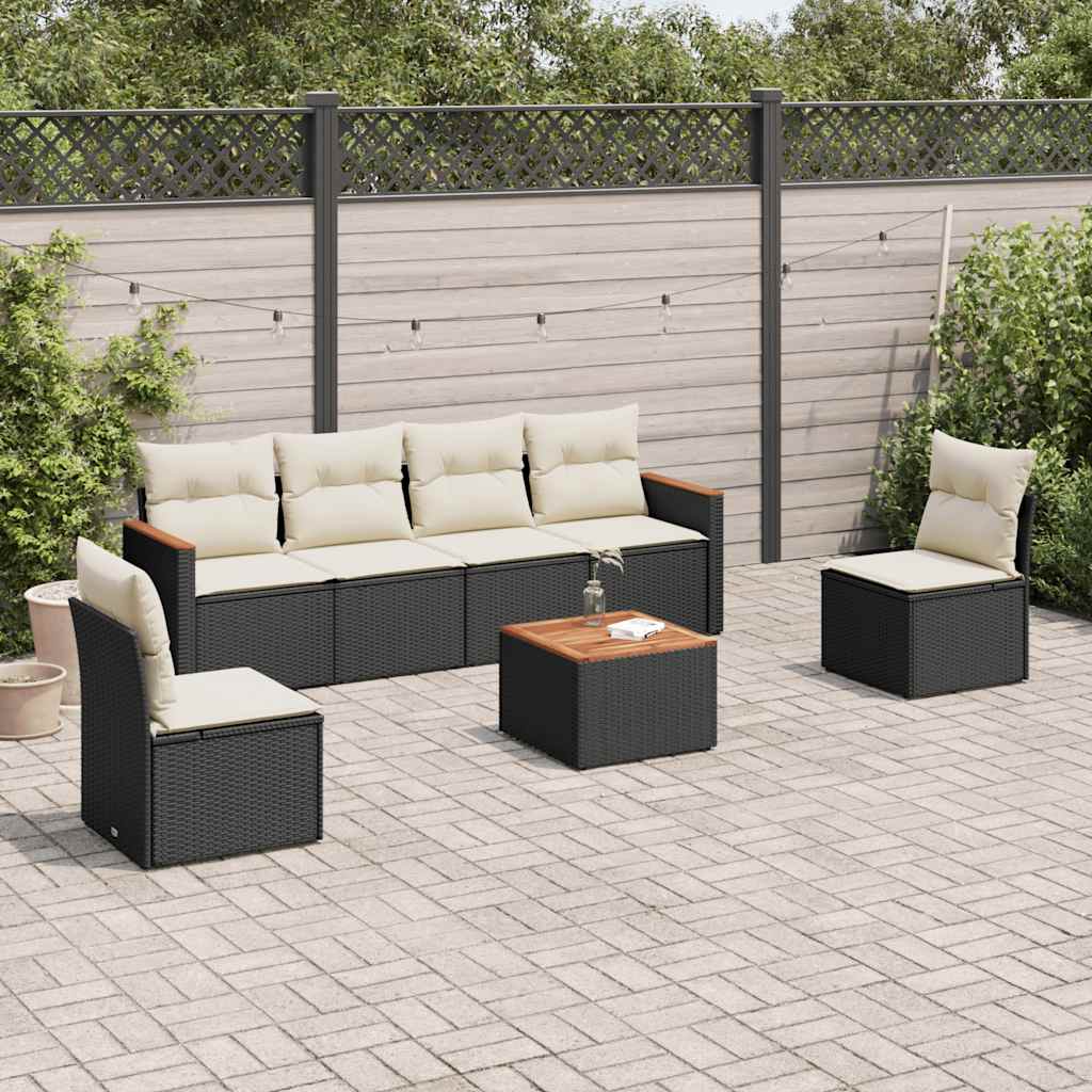 Set Canapele De Grădină Cu Perne, 6 Piese, Bej, Poliratan