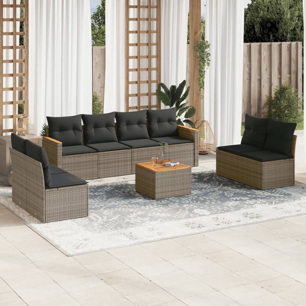 Set Canapele De Grădină, 8 Piese, Cu Perne, Bej, Poliratan