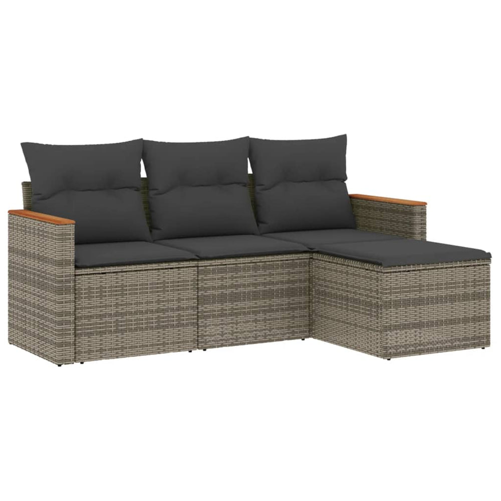 Set Canapea De Grădină Cu Perne, 4 Piese, , Poliratan