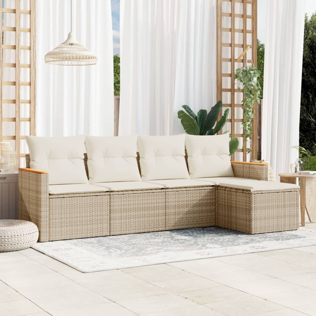 Set Mobilier Grădină Cu Perne, 6 Piese, , Poliratan