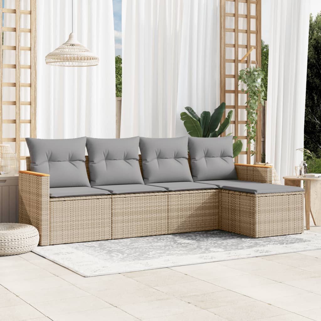 Set Mobilier Grădină Cu Perne, 6 Piese, , Poliratan