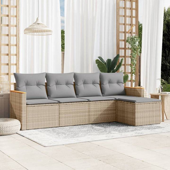 Set Mobilier Grădină Cu Perne, 6 Piese, , Poliratan