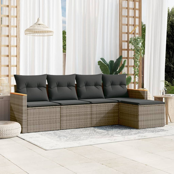 Set Mobilier Grădină Cu Perne, 6 Piese, , Poliratan