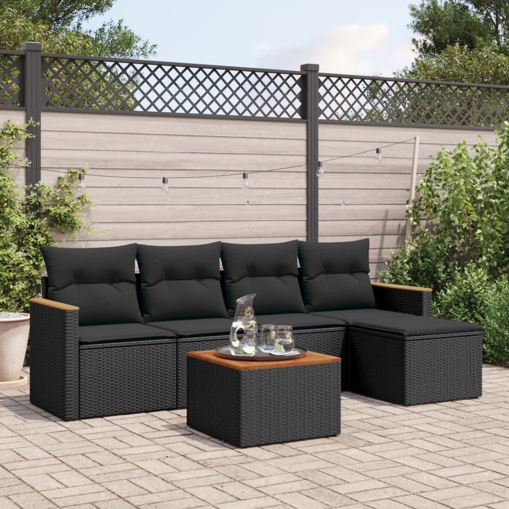 Set Mobilier Grădină Cu Perne, 6 Piese, , Poliratan