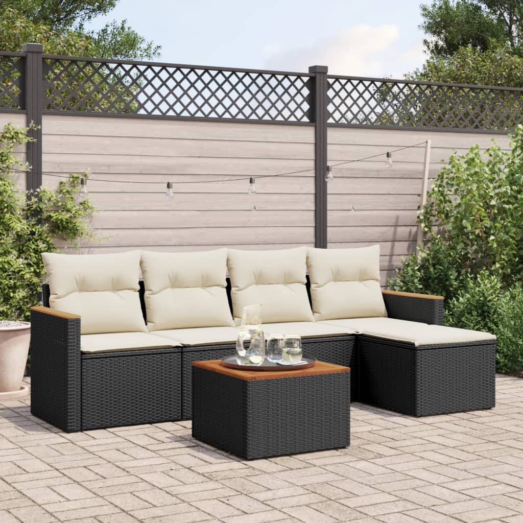 Set Mobilier Grădină Cu Perne, 6 Piese, , Poliratan