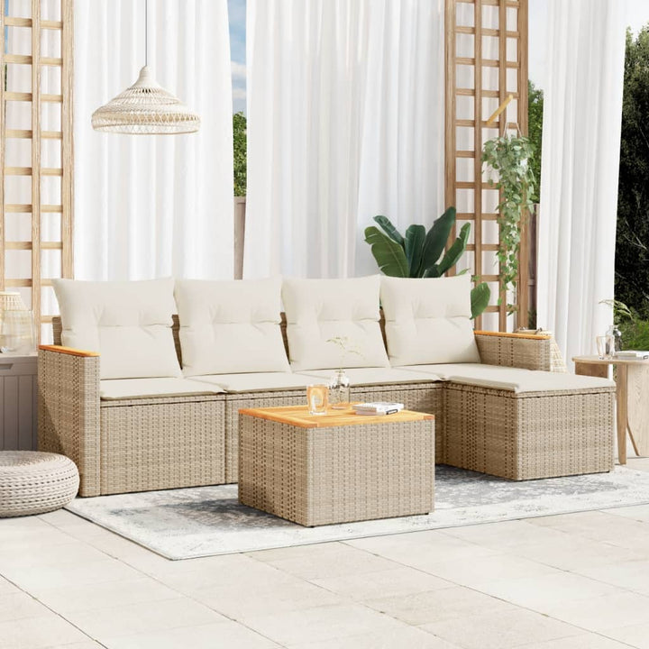 Set Mobilier Grădină Cu Perne, 6 Piese, , Poliratan